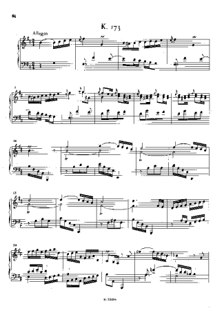 Domenico Scarlatti Keyboard Sonata In B Minor K.173 score for Piano