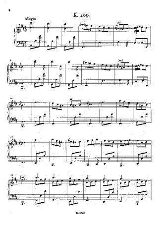Domenico Scarlatti Keyboard Sonata In B Minor K.409 score for Piano