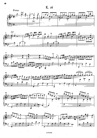 Domenico Scarlatti Keyboard Sonata In B-b Major K.16 score for Piano