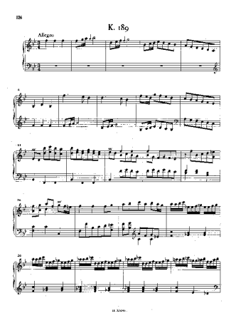 Domenico Scarlatti Keyboard Sonata In B-b Major K.189 score for Piano