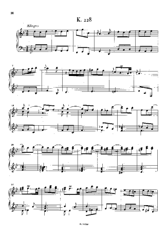 Domenico Scarlatti Keyboard Sonata In Bb Major K.228 score for Piano
