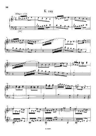 Domenico Scarlatti Keyboard Sonata In Bb Major K.229 score for Piano