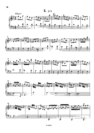Domenico Scarlatti Keyboard Sonata In Bb Major K.311 score for Piano