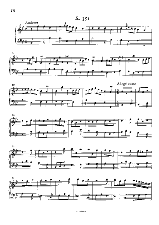 Domenico Scarlatti Keyboard Sonata In Bb Major K.351 score for Piano
