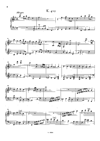 Domenico Scarlatti Keyboard Sonata In Bb Major K.410 score for Piano