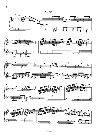 Domenico Scarlatti Keyboard Sonata In Bb Major K.66 score for Piano