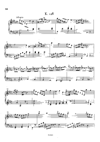Domenico Scarlatti Keyboard Sonata In Bb Minor K.128 score for Piano