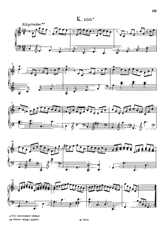 Domenico Scarlatti Keyboard Sonata In C Major K.100 score for Piano