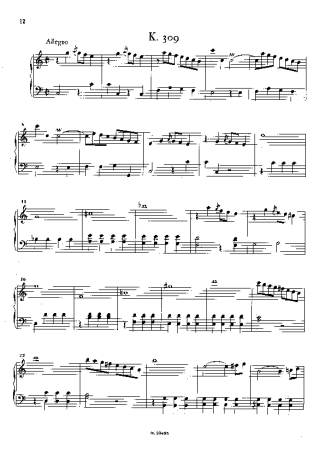 Domenico Scarlatti Keyboard Sonata In C Major K.309 score for Piano