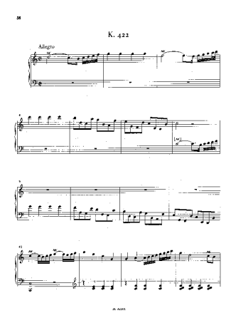 Domenico Scarlatti Keyboard Sonata In C Major K.422 score for Piano