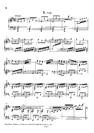 Domenico Scarlatti Keyboard Sonata In D Major K.119 score for Piano