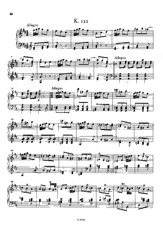 Domenico Scarlatti Keyboard Sonata In D Major K.122 score for Piano