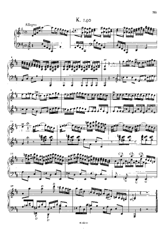Domenico Scarlatti Keyboard Sonata In D Major K.140 score for Piano