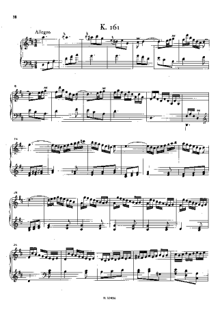 Domenico Scarlatti Keyboard Sonata In D Major K.161 score for Piano