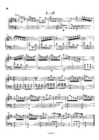 Domenico Scarlatti Keyboard Sonata In D Major K.178 score for Piano