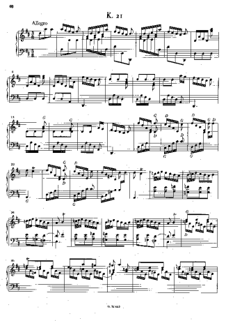 Domenico Scarlatti Keyboard Sonata In D Major K.21 score for Piano