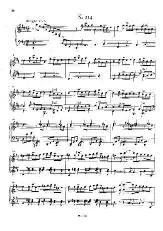 Domenico Scarlatti Keyboard Sonata In D Major K.214 score for Piano