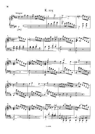 Domenico Scarlatti Keyboard Sonata In D Major K.223 score for Piano