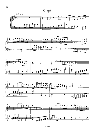 Domenico Scarlatti Keyboard Sonata In D Major K.236 score for Piano