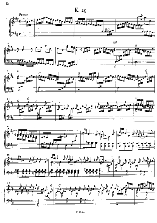 Domenico Scarlatti Keyboard Sonata In D Major K.29 score for Piano
