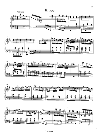 Domenico Scarlatti Keyboard Sonata In D Major K.299 score for Piano