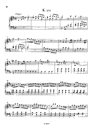 Domenico Scarlatti Keyboard Sonata In D Major K.312 score for Piano