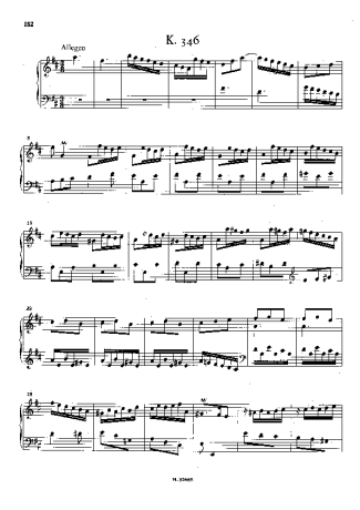 Domenico Scarlatti Keyboard Sonata In D Major K.346 score for Piano