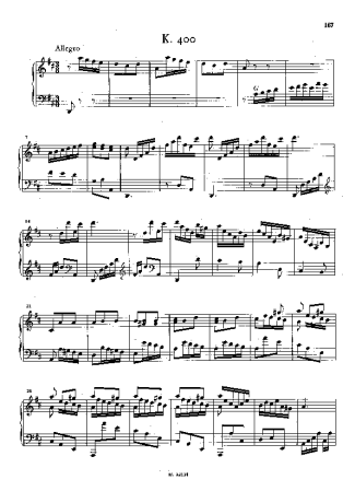 Domenico Scarlatti Keyboard Sonata In D Major K.400 score for Piano