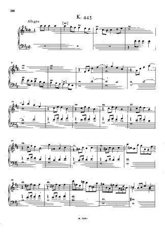 Domenico Scarlatti Keyboard Sonata In D Major K.443 score for Piano