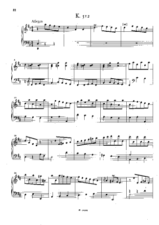 Domenico Scarlatti Keyboard Sonata In D Major K.512 score for Piano