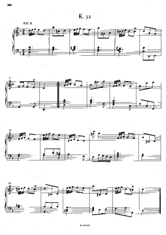 Domenico Scarlatti Keyboard Sonata In D Minor K.32 score for Piano