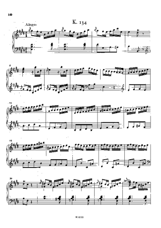 Domenico Scarlatti Keyboard Sonata In E Major K.134 score for Piano