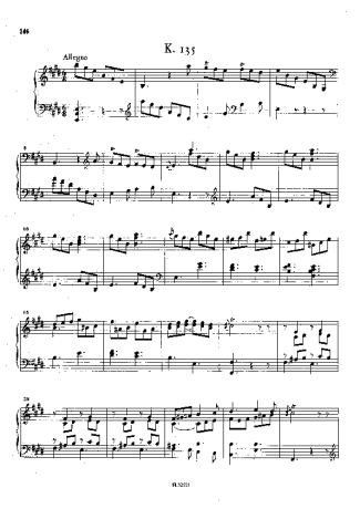 Domenico Scarlatti Keyboard Sonata In E Major K.135 score for Piano