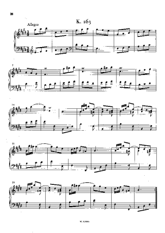 Domenico Scarlatti Keyboard Sonata In E Major K.163 score for Piano