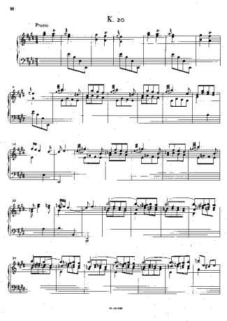 Domenico Scarlatti Keyboard Sonata In E Major K.20 score for Piano