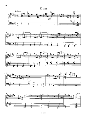 Domenico Scarlatti Keyboard Sonata In E Major K.215 score for Piano