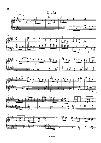 Domenico Scarlatti Keyboard Sonata In E Major K.264 score for Piano