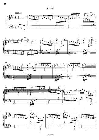 Domenico Scarlatti Keyboard Sonata In E Major K.28 score for Piano