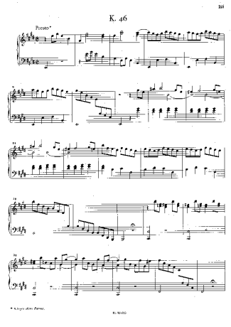 Domenico Scarlatti Keyboard Sonata In E Major K.46 score for Piano