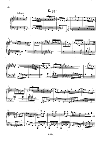 Domenico Scarlatti Keyboard Sonata In Eb Major K.371 score for Piano