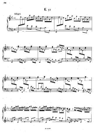 Domenico Scarlatti Keyboard Sonata In Eb Major K.51 score for Piano