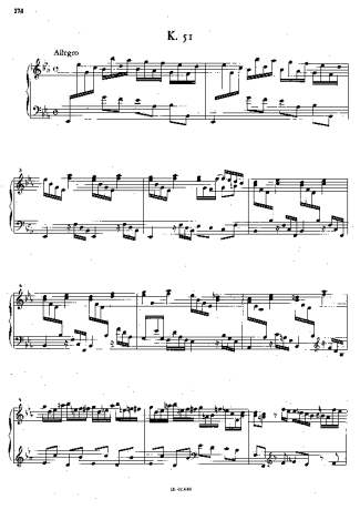 Domenico Scarlatti  score for Piano