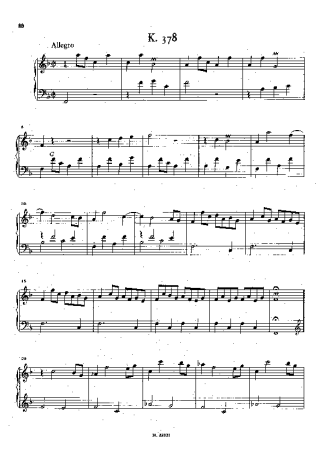 Domenico Scarlatti Keyboard Sonata In F Major K.378 score for Piano