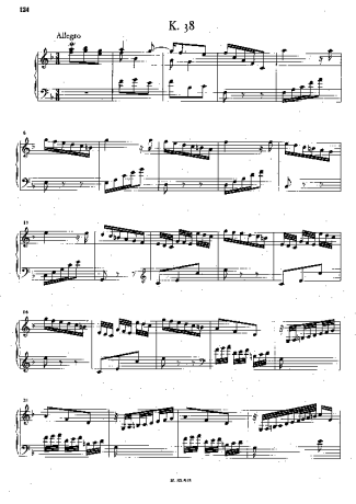 Domenico Scarlatti Keyboard Sonata In F Major K.38 score for Piano