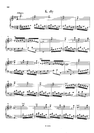 Domenico Scarlatti Keyboard Sonata In F Minor K.187 score for Piano