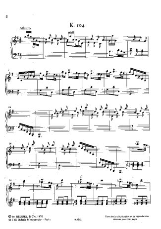 Domenico Scarlatti Keyboard Sonata In G Major K.104 score for Piano