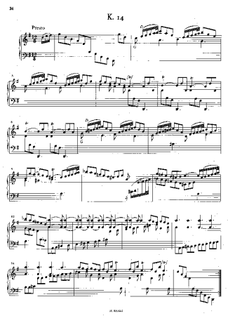 Domenico Scarlatti Keyboard Sonata In G Major K.14 score for Piano