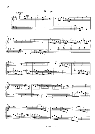 Domenico Scarlatti Keyboard Sonata In G Major K.240 score for Piano