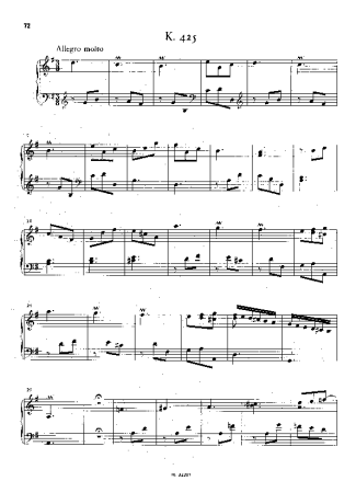 Domenico Scarlatti Keyboard Sonata In G Major K.425 score for Piano