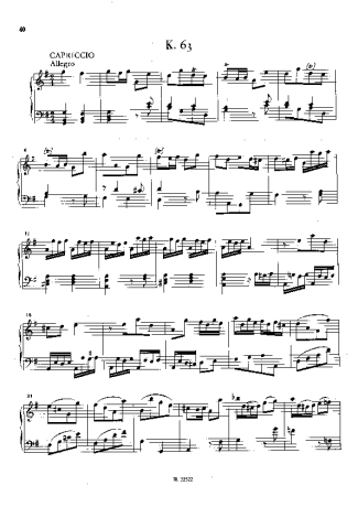 Domenico Scarlatti Keyboard Sonata In G Major K.63 score for Piano